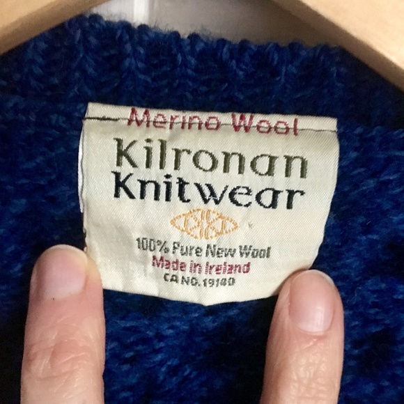 {Kilronan} 100% Merino Wool Navy Blue Knit Sweater - Picture 7 of 8